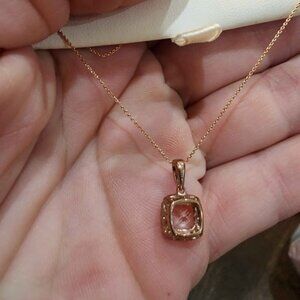 Morganite and 1/5th ct. tw. Diamond Pendant in 10k rose gold